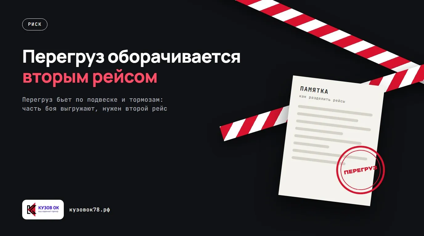 Перегруз оборачивается вторым рейсом. Перегруз бьет по подвеске и тормозам: часть боя выгружают, нужен второй рейс