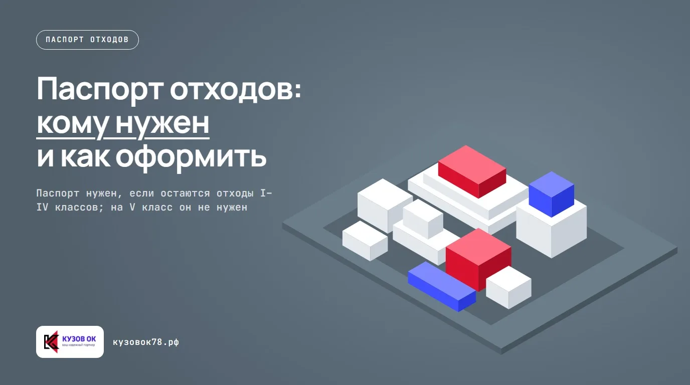Документ паспорта отходов с указанием кода по ФККО и класса опасности.